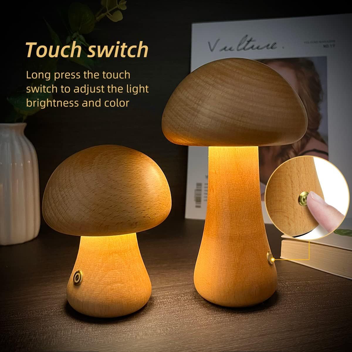 Wooden Cute Mushroom LED